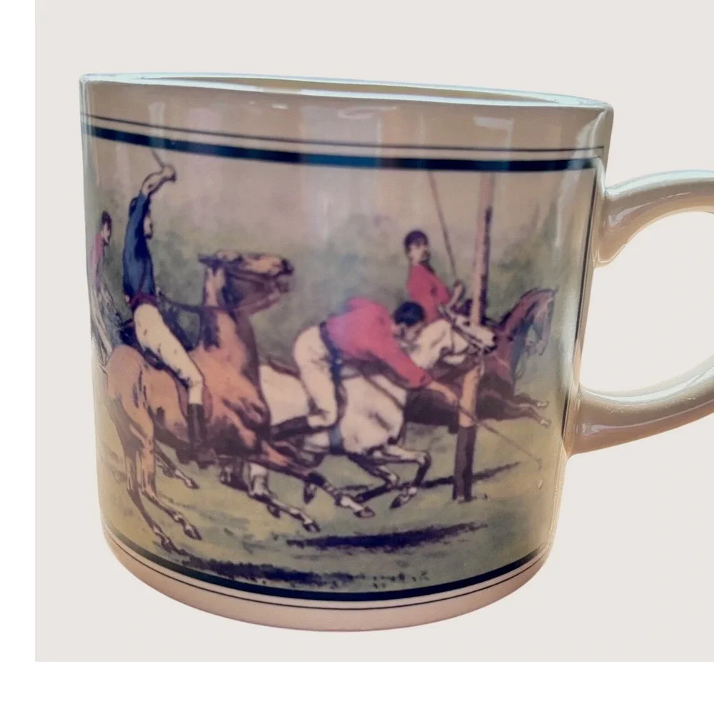 Vintage 1978 Polo Ralph Lauren Thoroughbred Mugs Set of 4 Equestrian 12 Oz Box